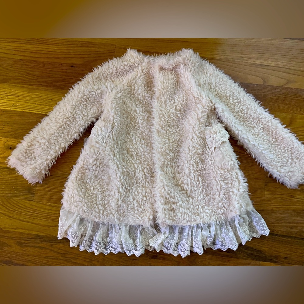 Boutique Lace Trimmed Sherpa Jacket